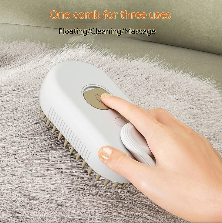 FluffFree - Pet Brush with Spray Function for Flying Hairs & Gentle Coat Care