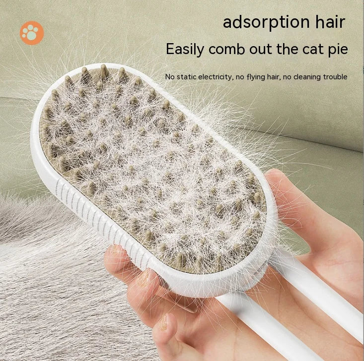 FluffFree - Pet Brush with Spray Function for Flying Hairs & Gentle Coat Care